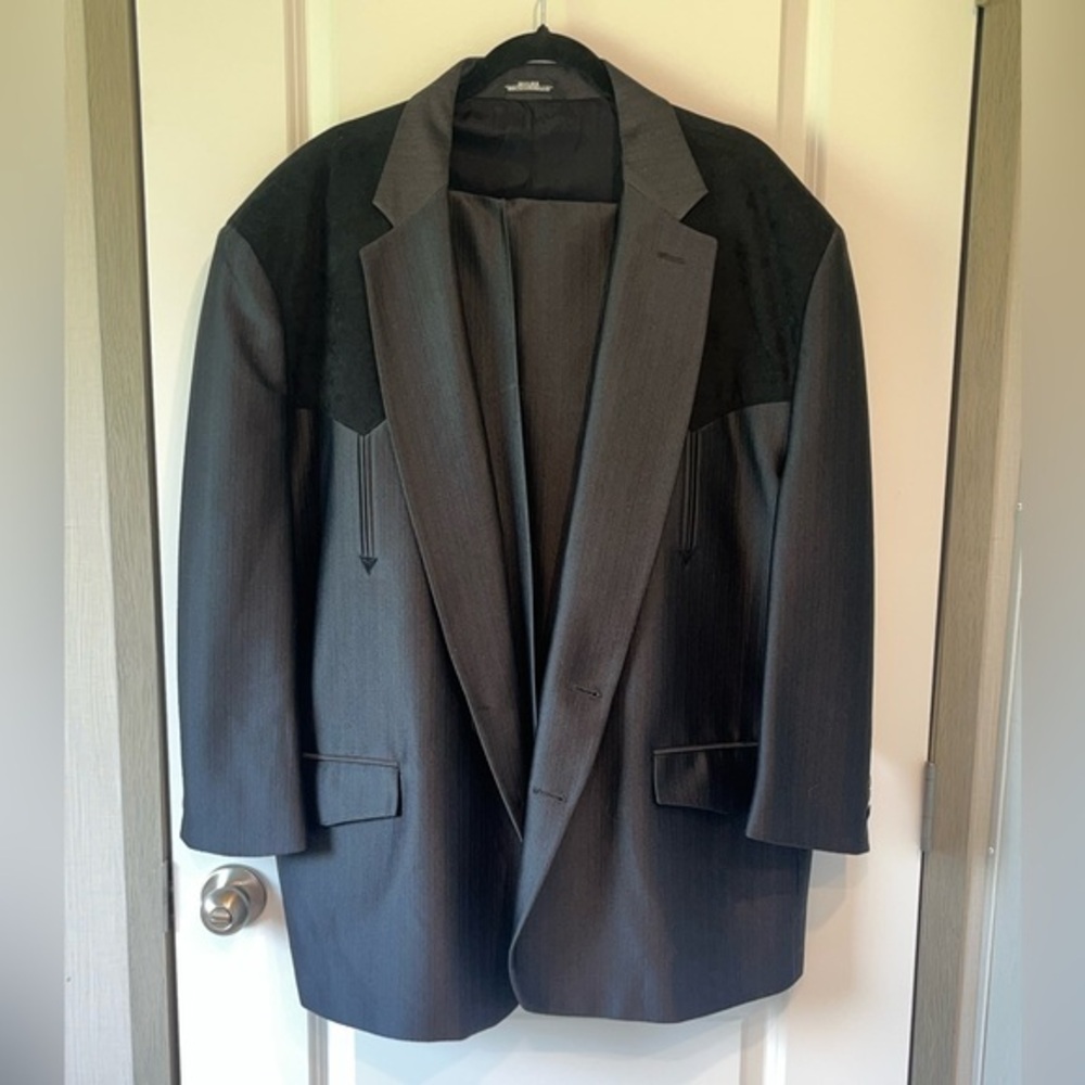 Silverado Vintage Mens Black Textured Western 2 Piece Suit Rockabilly